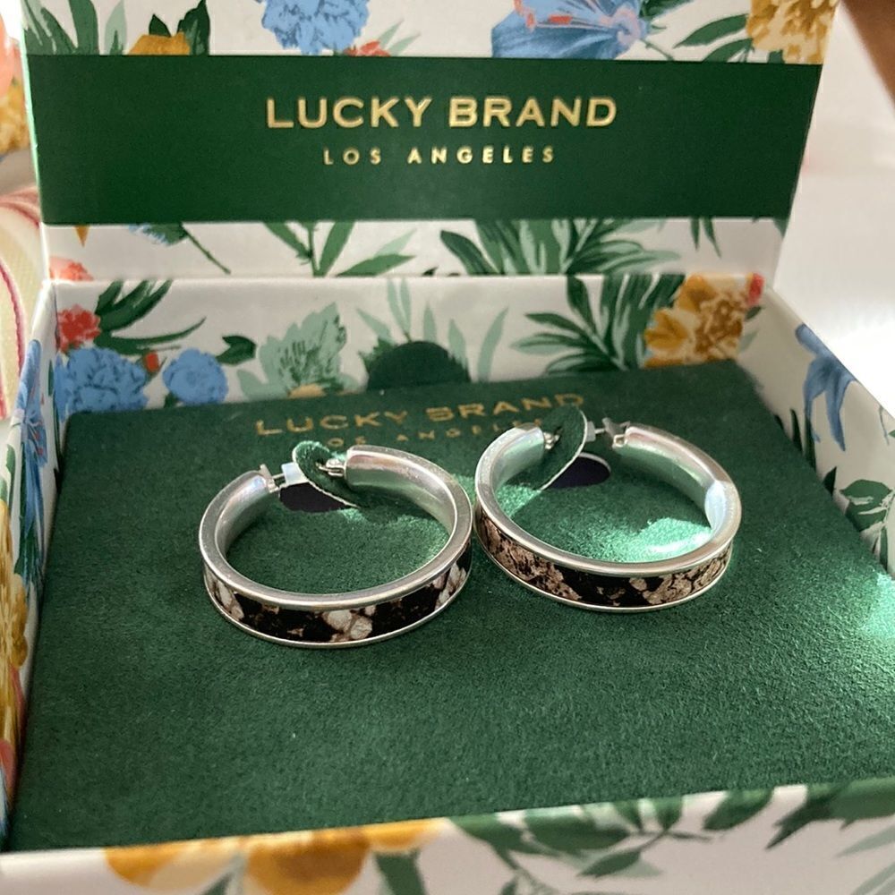 Lucky Brand Snakeskin Hoops